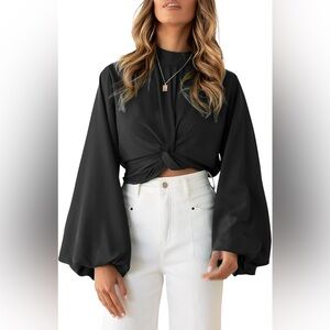 ASOS Satin Tie Black Women's Top